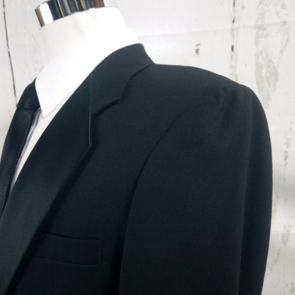 Custom Made 41R 1 Button Black Tuxedo Suit Blazer - Picture 3 of 8